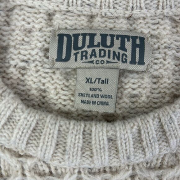 Duluth Trading Co Cream Cable Knit Crewneck Sweater - Picture 5 of 8